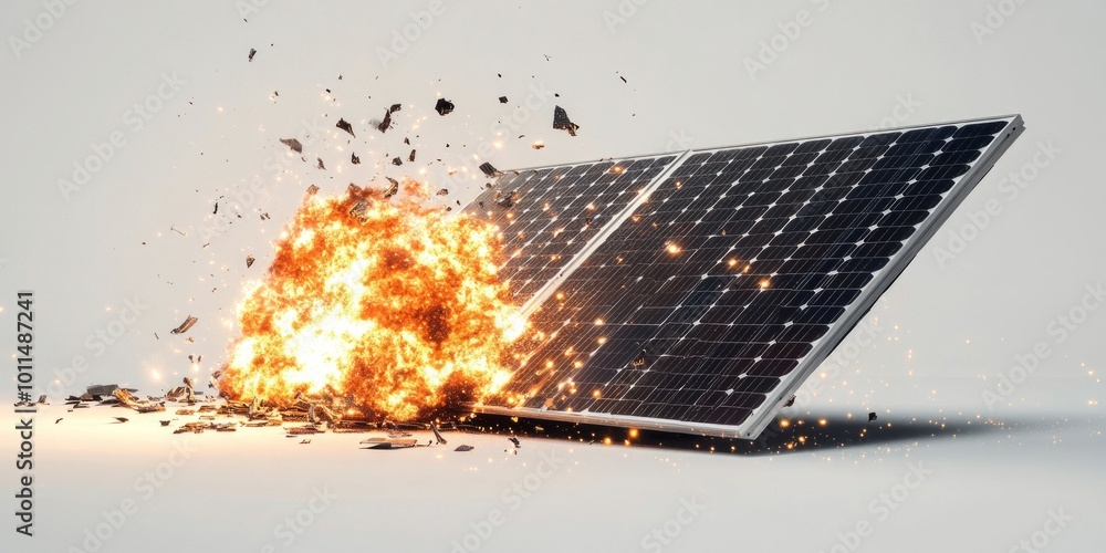 Aufkleber a dramatic explosion of a solar panel in a modern setting. this dynamic image captures energy and de