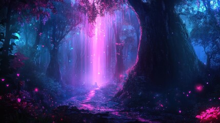 Enchanted Forest with Glowing Light