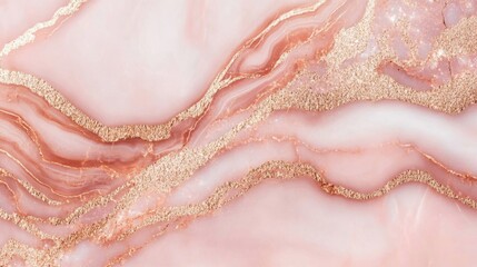Obraz premium Luxurious pink marble texture with shimmering rose gold veins, creating a refined and stylish background for fashion or beauty themes