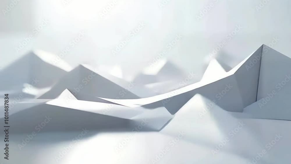 Poster soft rotating geometries in a calm, foggy atmosphere. abstract and minimalistic background video.