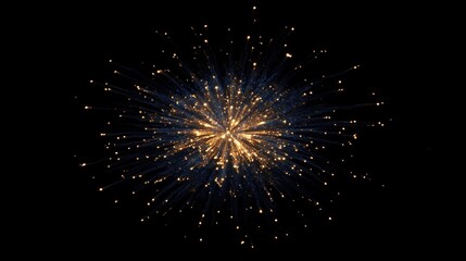 Fototapeta premium New Year's abstract background with sparkling blue and gold fireworks bursting in the sky, offering a festive mood with a copy space for text.