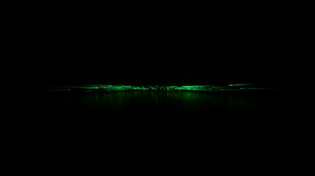 3d animation of green neon lines flowing and streaming, glowing in the dark, isolated on black background. Information transition, big data concept