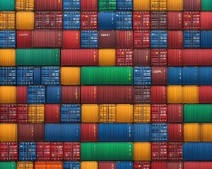 Fototapeta premium Colorful shipping containers stacked together