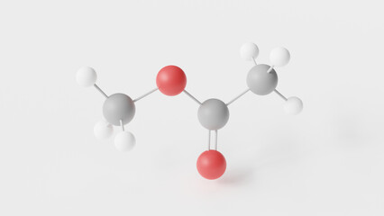 methyl acetate molecule 3d, molecular structure, ball and stick model, structural chemical formula carboxylate ester