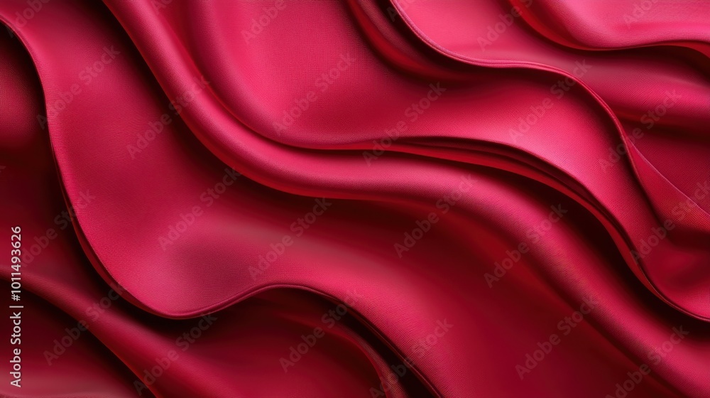Poster new year background. elegant red silk fabric draping gracefully in soft waves, capturing the play of