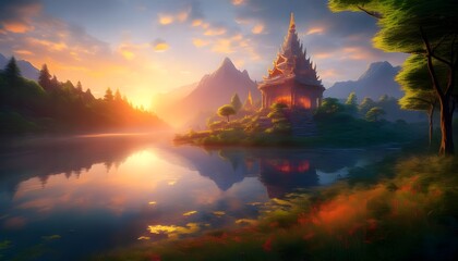 mystical river landscape