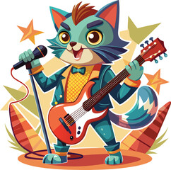 Fototapeta premium Rocking cat clipart vector