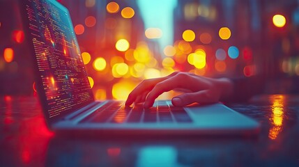 person fact checking information on laptop emphasizing accuracy ,truth in digital content