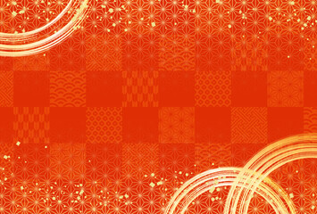 赤　金・高級感・和柄背景　年賀状　お正月　お祝い