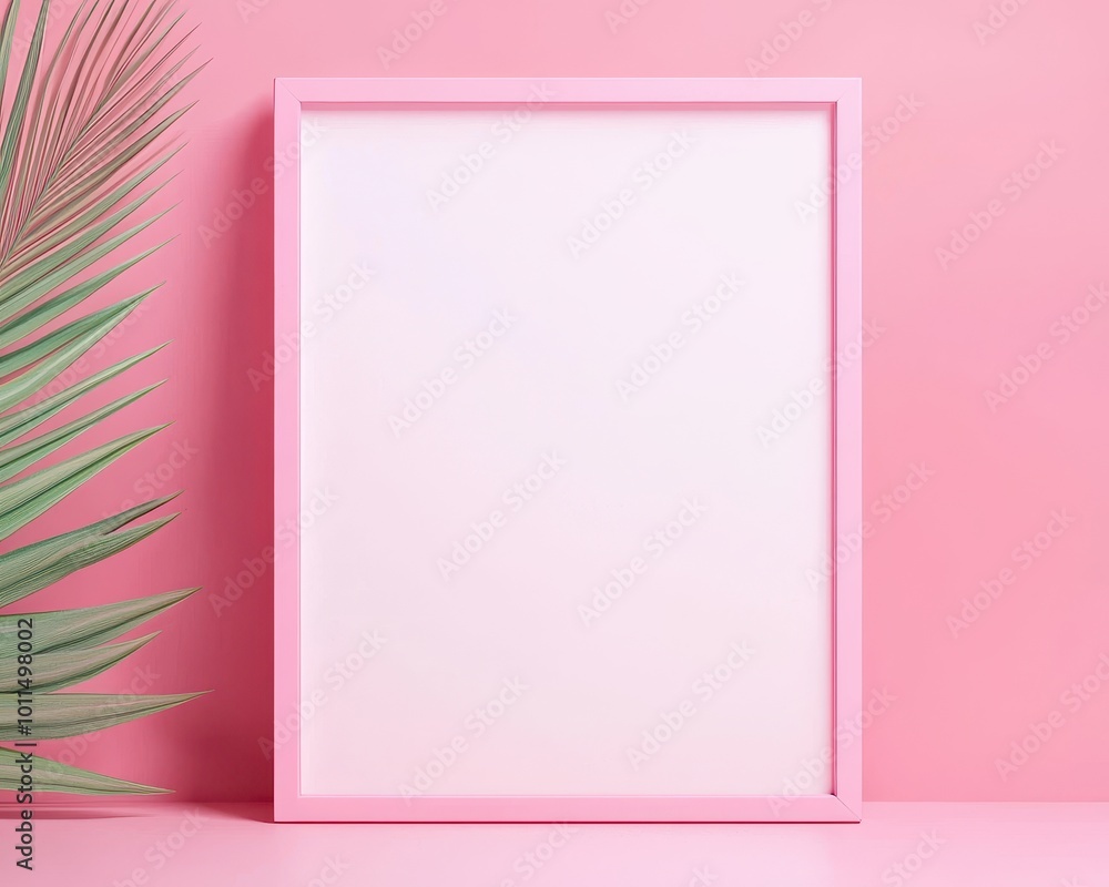 Poster Pink frame on pink background, minimal style