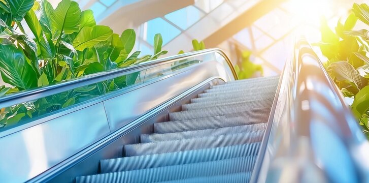 This photo depicts a crowd of commuters riding an escalator in a busy underground station with a large digital screen outlining urban commuting at its peak. - Powered by Adobe
