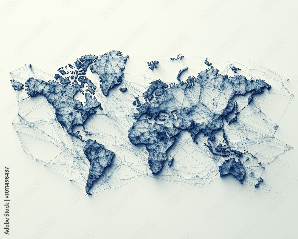 Aufkleber stylized world map with network connections.