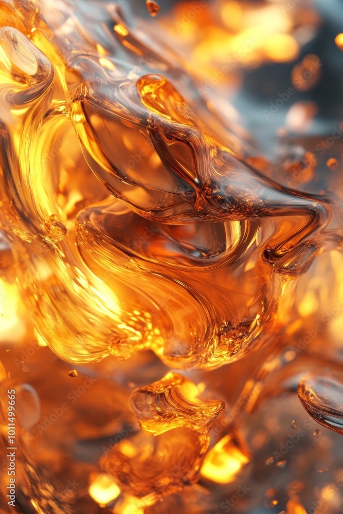 Fototapete swirling golden particles 3d abstract rendering with fiery texture and dynamic sparkling details