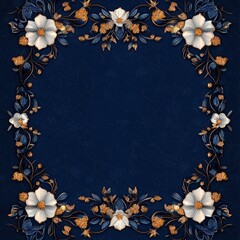 Traditional Thai floral patterns with intricate designs on a royal blue background