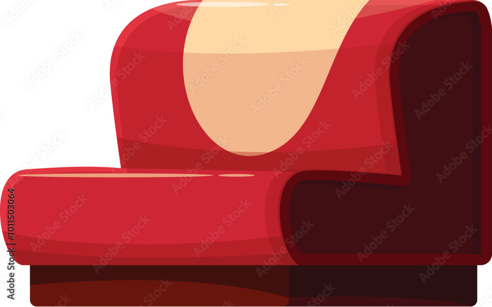 Aufkleber red comfortable sofa for two persons with rounded edges is standing in empty light room
