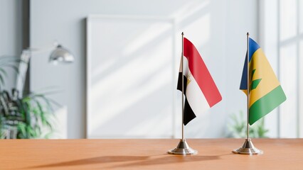 FLAGS OF EGYPT AND SAINT VINCENT ON TABLE