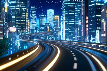 Obraz premium Train moving inside tunnel in Tokyo, Japan, with motion blur