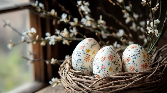 
Colorful and cute holiday easter eggs decorated with various designs and patterns