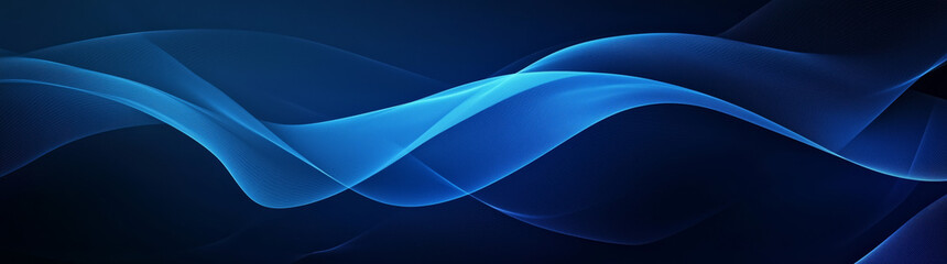 Obraz premium A flowing abstract design featuring smooth blue digital waves on a dark background, symbolizing technology, data flow, and modern innovation.