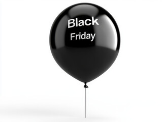 A striking black balloon with Black Friday text floating gracefully in a minimalist setting