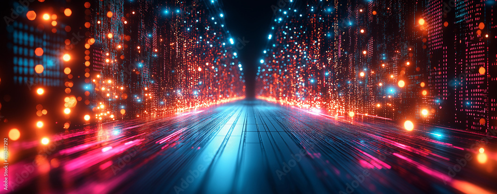 Poster abstract digital data background. art can be used in the description of network abilities, technolog