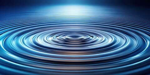 Abstract Ripple Effect A Digital Visualization of Circular Water Waves in a Dark Blue Hue