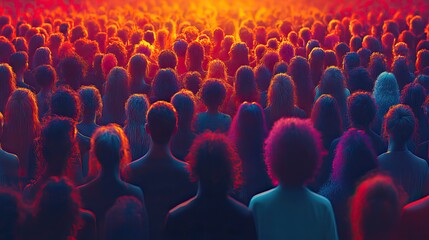 Obraz premium stylized illustration of an abstract crowd symbolizing diversity ,inclusion in society importance of individual differences ,promoting equal opportunities within communities generative ai