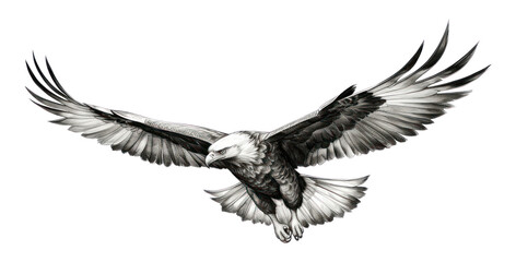 PNG Eagle flying sketch bw animal white bird.