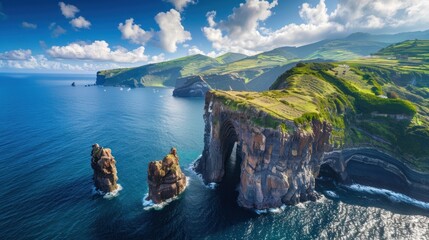 rocks sticking out of the sea