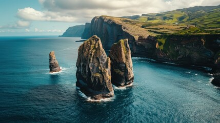 rocks sticking out of the sea