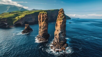rocks sticking out of the sea