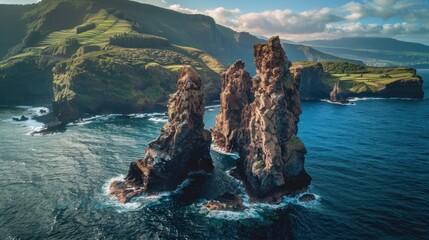 rocks sticking out of the sea