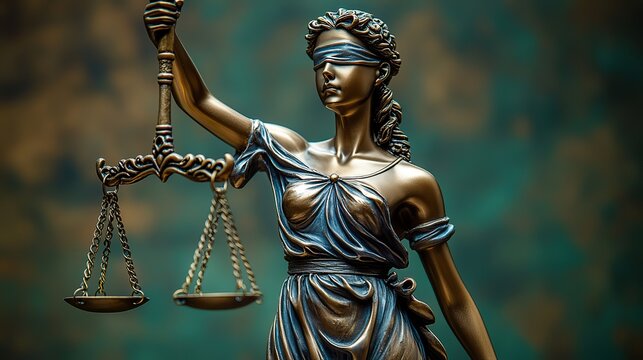 themis statue symbol of law ,justice holding scales ,blindfolded representing balance ,impartiality it symbolizes the legal system ethics ,civil rights generative ai