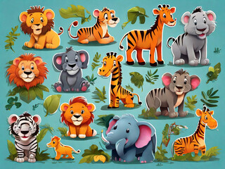 Naklejka premium Jungle Animals Image