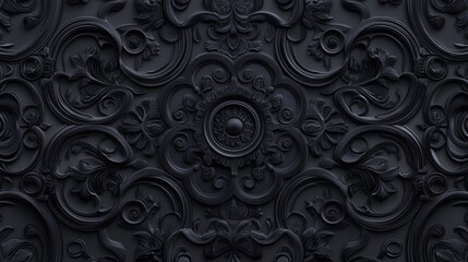 Elegant Dark 3D Floral pattern Abstract with Layered Petals dark texture background