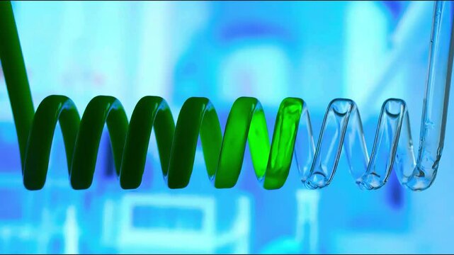 Abstract Background with Twisted Spiral Glass Green Shape, Liquid Wave Inside, Isolated on White Background Action Different Concept Super Slow Motion Animation, 4k Video