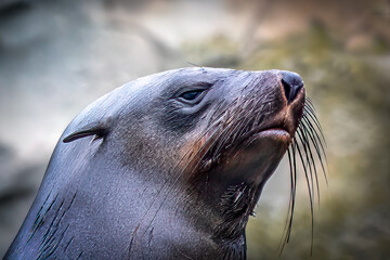 Close-Up of Sea Lion with Shiny Fur and Whiskers