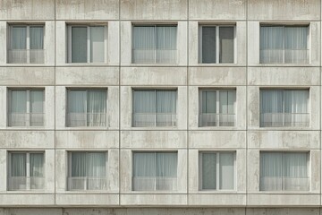 Fototapeta premium Concrete Building Facade with Windows and Balconies
