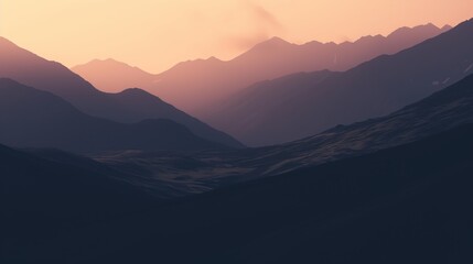 Obraz premium Stunning Minimalist Mountain Silhouettes at Dawn Captivating Art for Nature Lovers