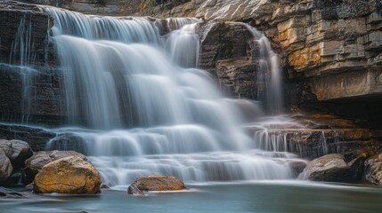 Obraz premium Waterfall in Mountainous Region