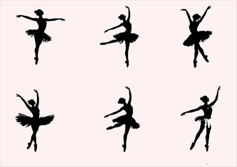Ballerina performing dance in silhouette on white background © Agoeng