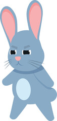 Cartoon illustration of a grumpy cartoon bunny rabbit character frowning and looking sideways with attitude
