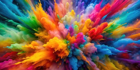 A burst of colorful powder explodes into a swirling cloud of vibrant hues, capturing the essence of pure energy and artistic expression.