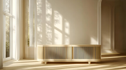 Elegant Light-Colored Sideboard with Vertical Slats