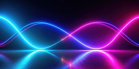Abstract Neon Glow Intertwined lines of electric blue and vibrant pink light dance across a reflective surface, casting a captivating aura of energy and modernism.