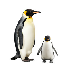 Fototapeta premium Adorable Little Penguin with Its Mom Together on transparent background cutout, PNG file.