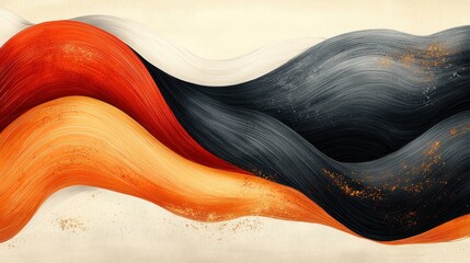 Obraz premium Hand-Drawn organic flowing minimalist curves in neutral fall hues and tones.