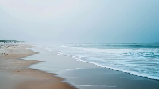 Serene beach with gentle waves under cloudy