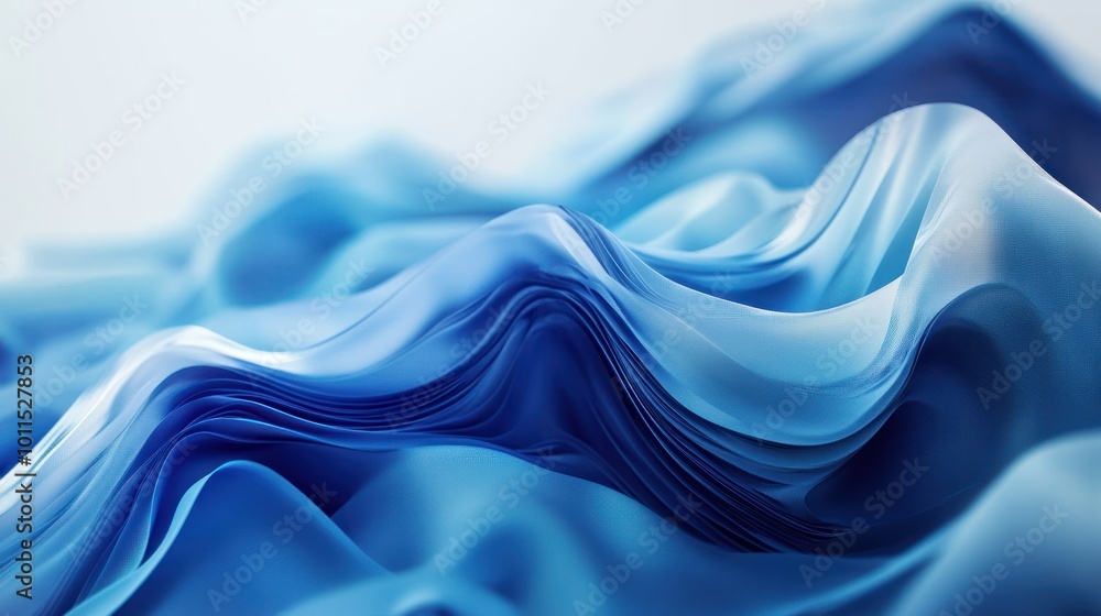 Poster a close-up of flowing blue fabric creating a serene and calming visual effect.