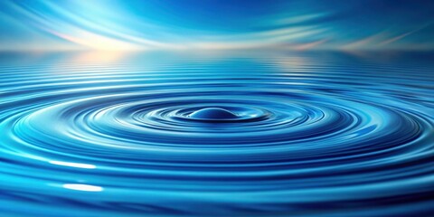 The Calm of a Single Drop Creating Concentric Ripples in a Serene Blue Water Surface